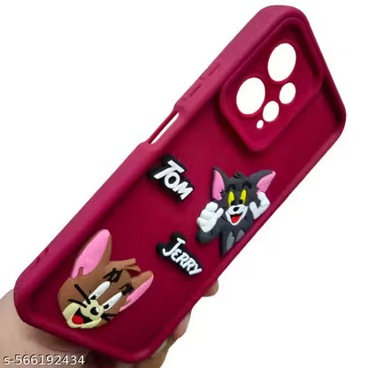Redmi Note 12/ Redmi Note 12 4G DropShield Tom & Jerry Duo Case | 3D Playful Nostalgic Thick Silicone Cover (SMOOTH MAROON)