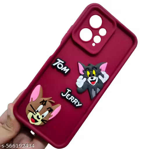 Redmi Note 12/ Redmi Note 12 4G DropShield Tom & Jerry Duo Case | 3D Playful Nostalgic Thick Silicone Cover (SMOOTH MAROON)
