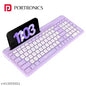 Portronics Bubble Square Wireless Keyboard with Bluetooth + 2.4 GHz USB Receiver (Dual Connectivity), Pair 3 Devices Max, Multimedia Hotkeys, for Laptop, PC, Smartphone, Tablet (Purple)